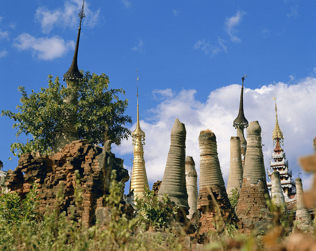 Indein Pagoda and archaeological site. Inle Lake. Shan State. Myanmar.