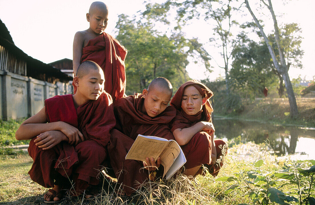 Monks in monastery at Nyaungshwe. Inle Lake. Shan State. Myanmar.