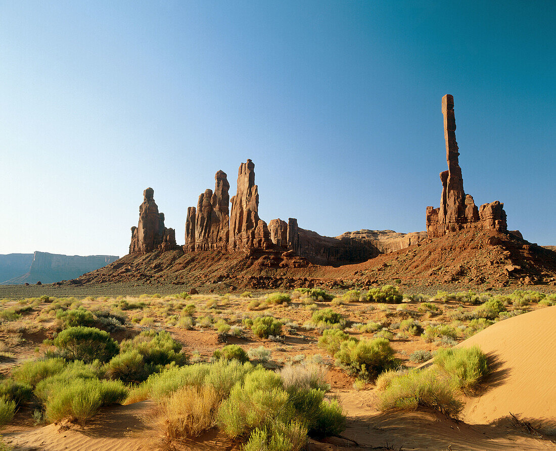 Totem Pole and Yei Bi Chai, Monument Valley. Arizona-Utah, USA