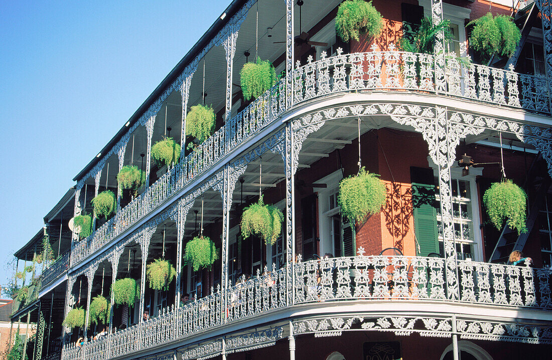 Iron cast balconies of La Branche House . French Quarter. New Orleans. Louisiana. USA