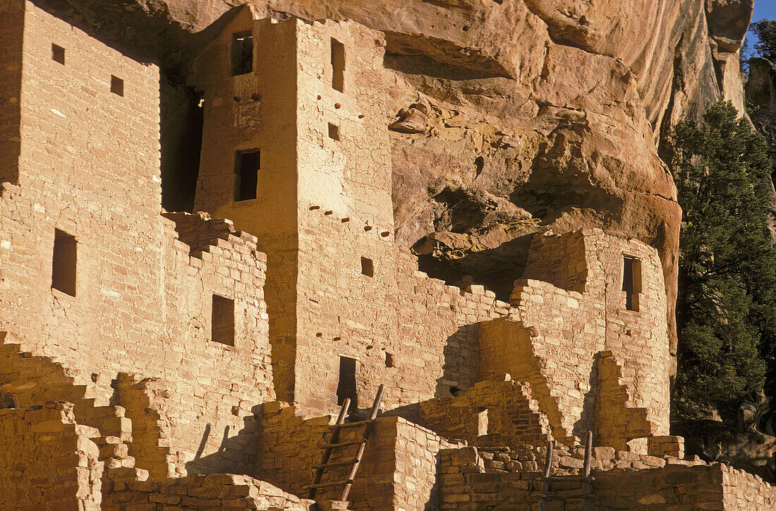 Evening light on Cliff Palace Ruin, Mesa Verde National Park, Colorado