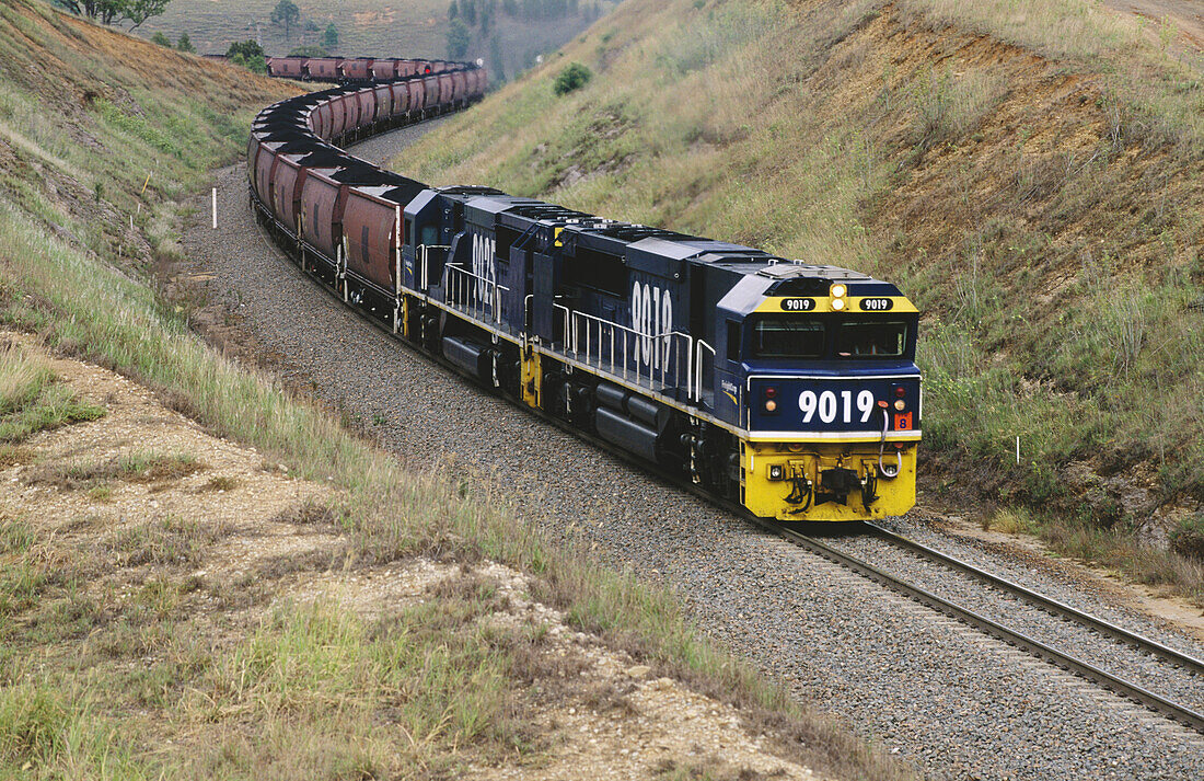 Coal train in Hunter Valley. Australia