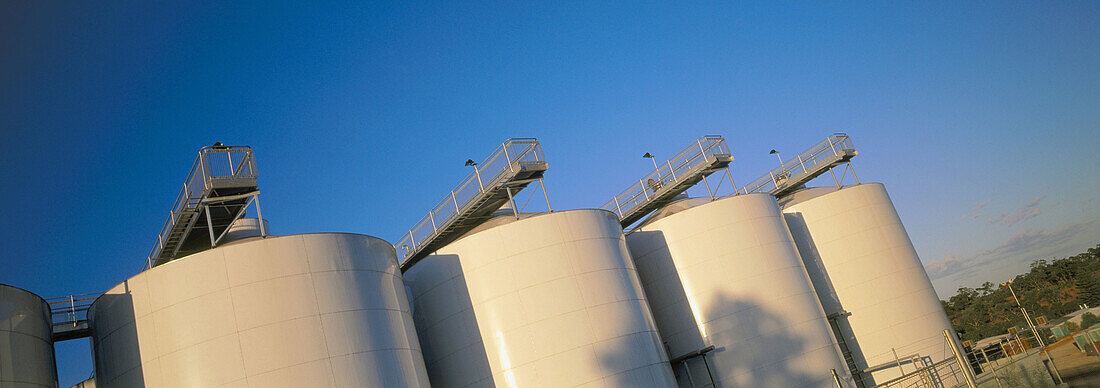 Stainlees steel wine storage tanks in Barossa Valley. South Australia