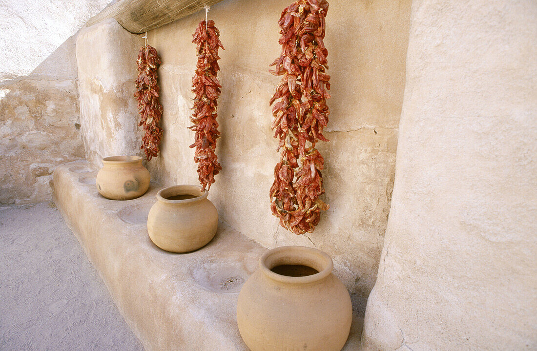 Hanging dried chilli