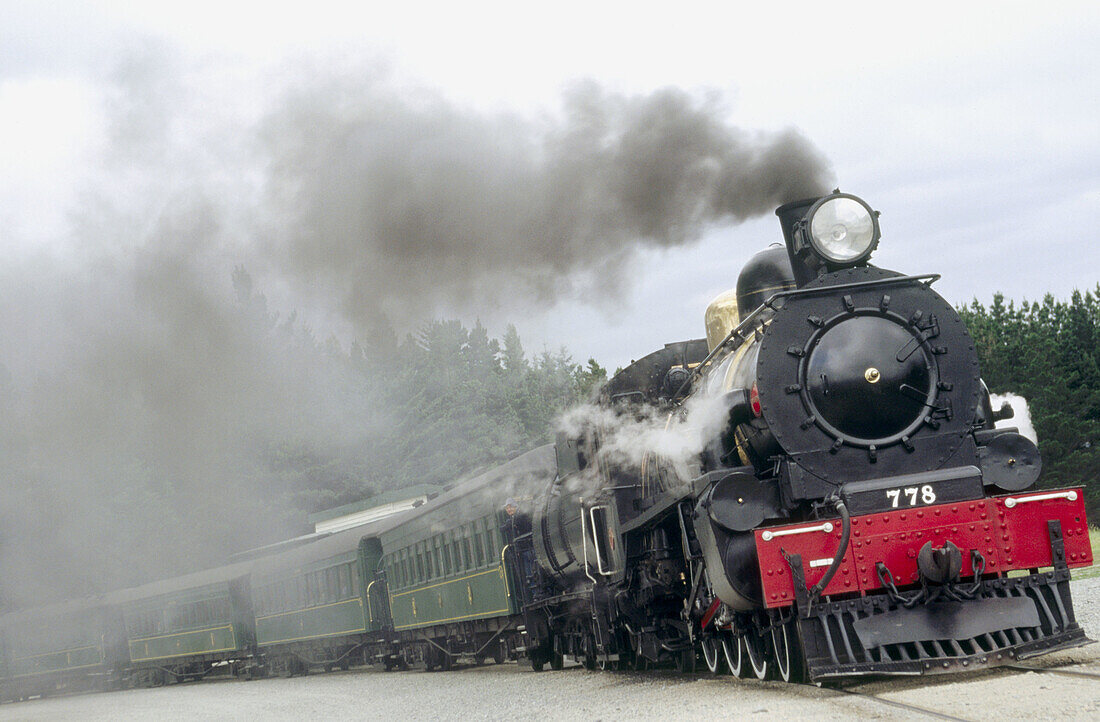 The Kingston Flyer, famous vintage steam train, South Island, New Zealand