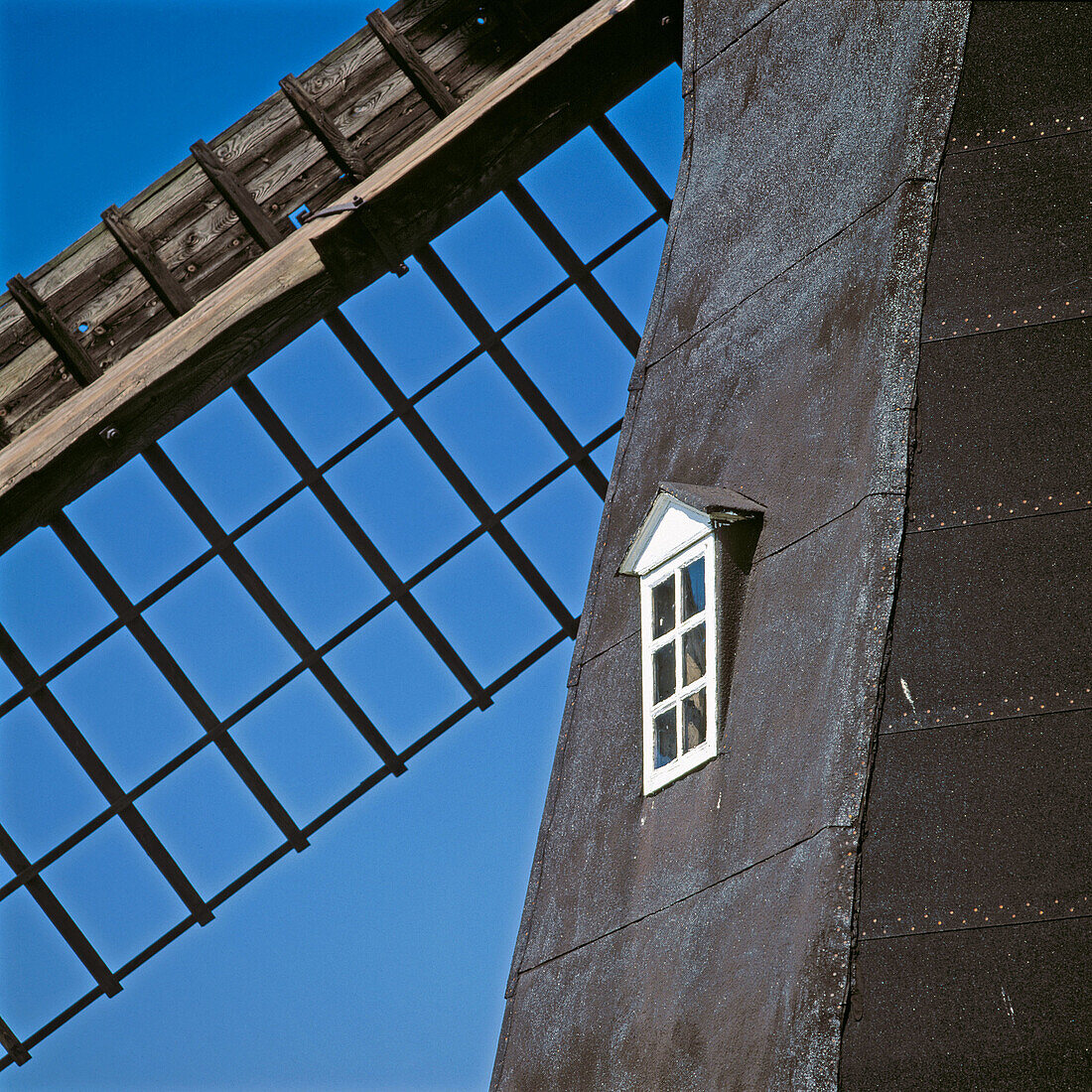 Window in windmill. Osterlen. Skåne, Sweden