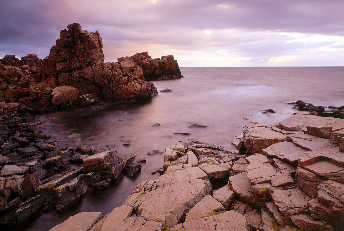 Rock formations, Hovs Hallar by the Kattegatt Sea, Bjärekusten nature reserve. Bjäre peninsula, Skåne, Sweden, Scandinavia, Europe