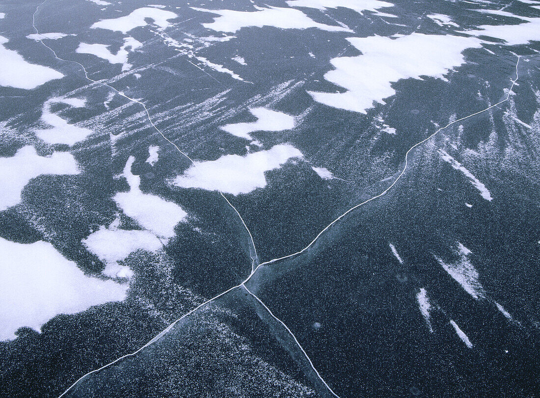 Snow pattern on cracked ice. Skåne. Sweden