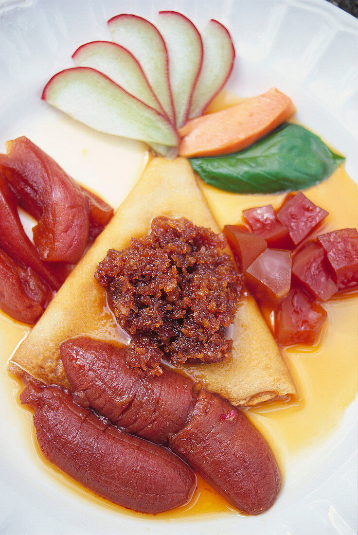 Seychelles, typical plate of Seychelles cuisine