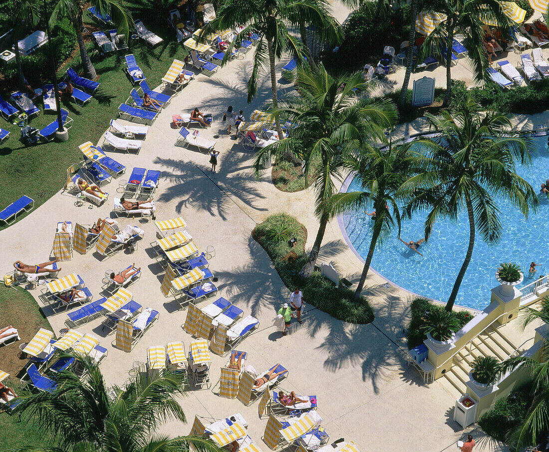 Vacationers at Sheraton Bal Harbour Resort pool. Miami Beach. Florida. USA