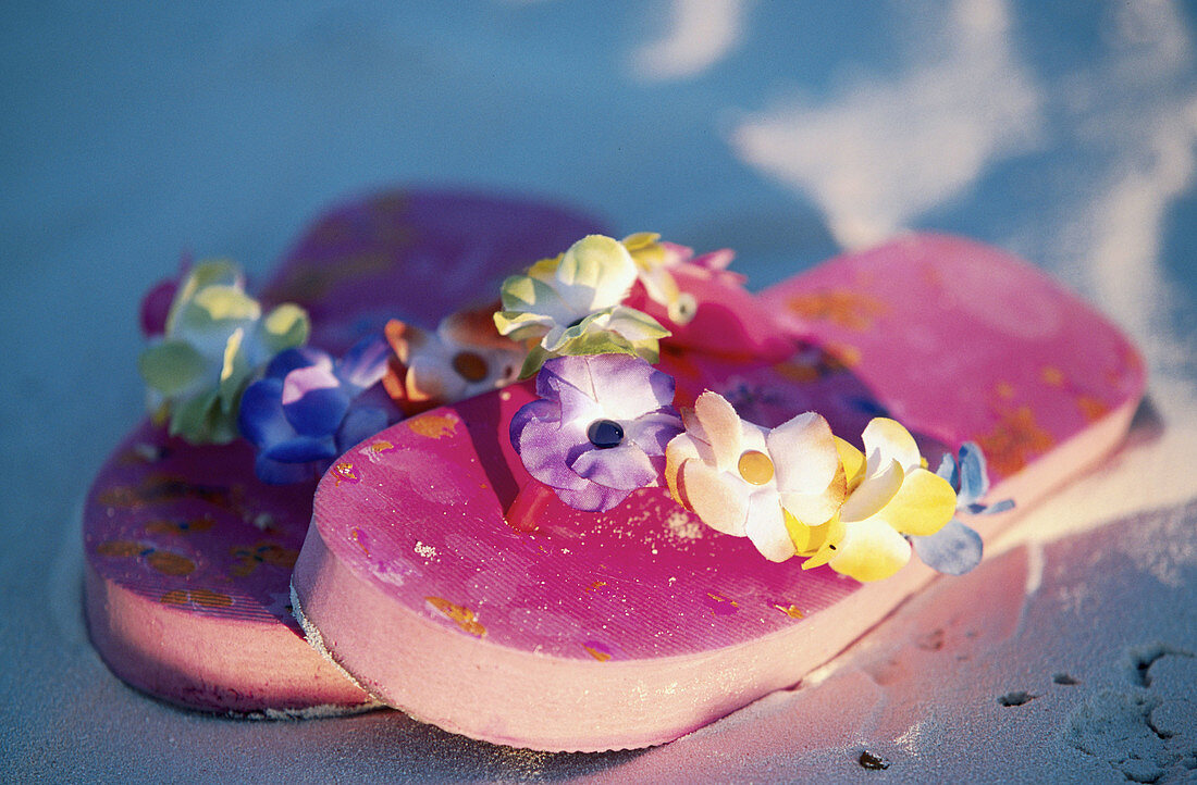 Slippers on beach. Caribbean