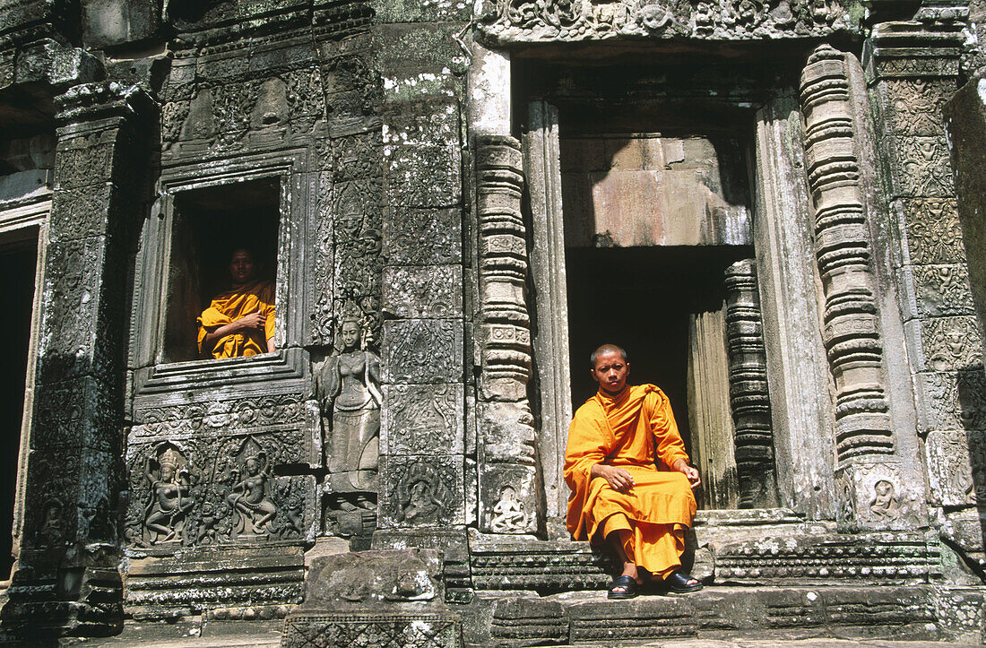 Monks at Angkor Wat Temple. Cambodia