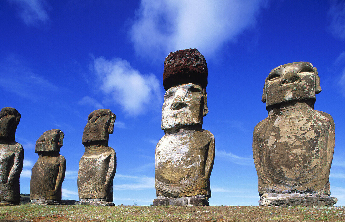 Moais at Ahu Tongariki. Easter Island. Chile