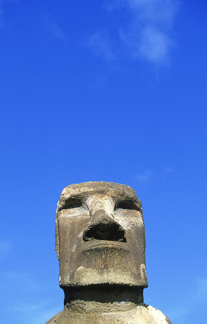 A moai in Ahu Tongariki. Easter Island. Chile
