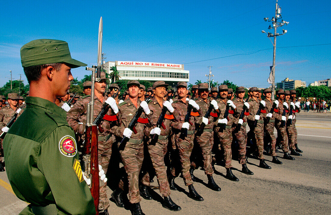 Soldiers in army parade in Revolution Square. La Habana. Cuba