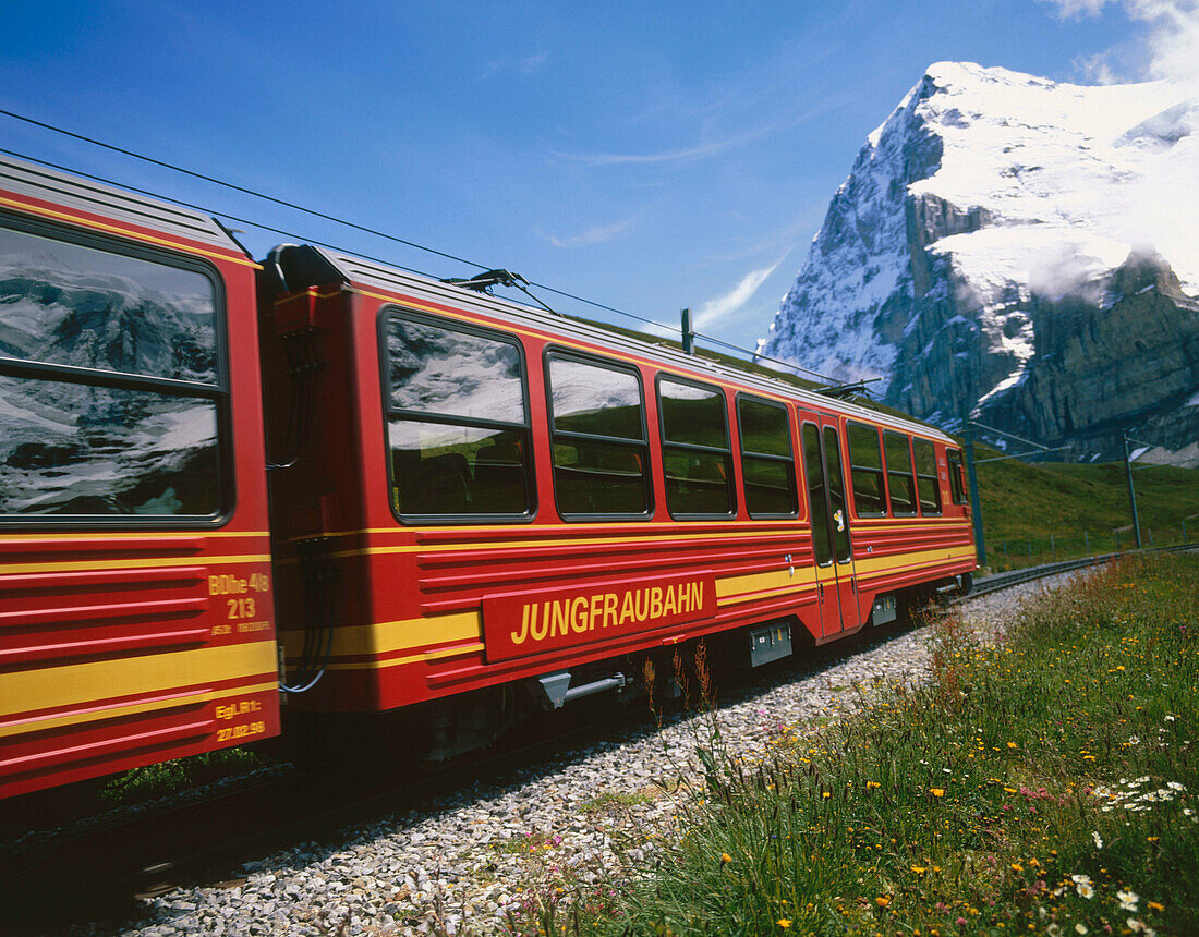 Train to Jungfraujoch. Kleine Scheidegg. Alps. Switzerland
