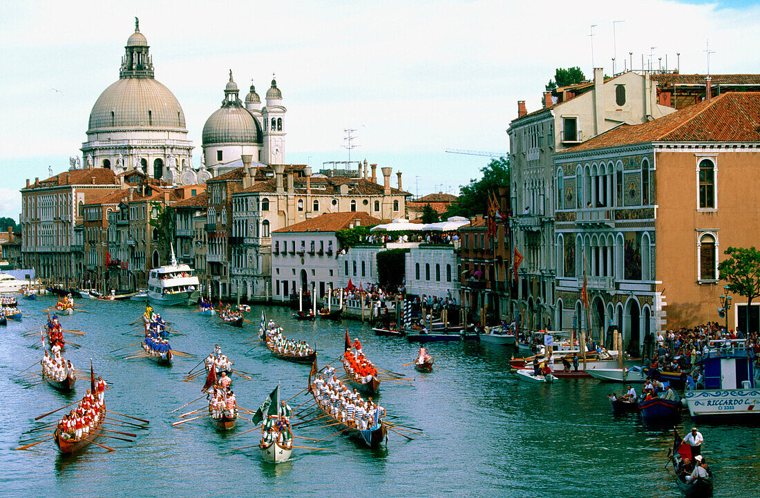 Regata Storica (Historical boats parade) on Grand Canal. Venice. Italy