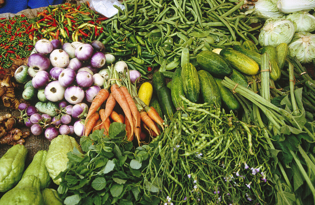 Vegetables at morning market. Luang Prabang, Laos