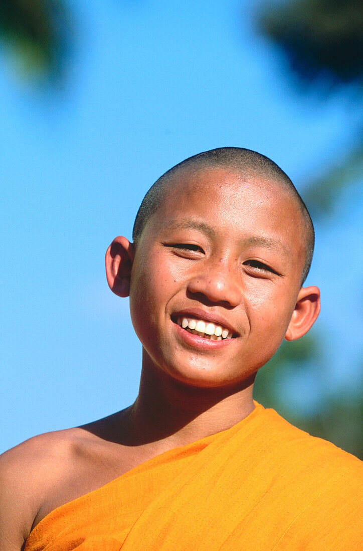 Novice monk at temple. Luang Prabang, Laos