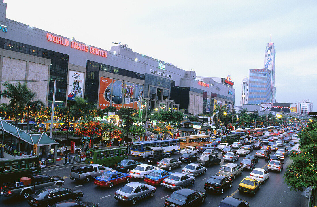 Traffic on Ratchadamri Road. Bangkok. Thailand