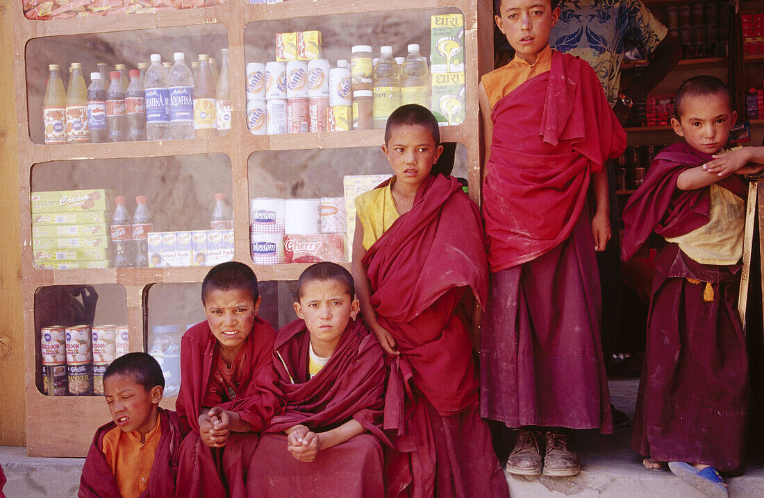 Novice Monks at Lamayuru Monastery. Ladakh. Jammu and Kashmire, India