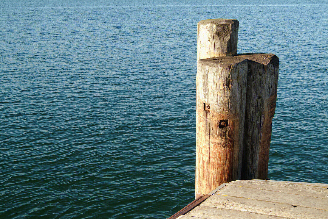 Landing stage on the island Herreninsel. Chiemsee. Chiemgau. Bavaria. Germany