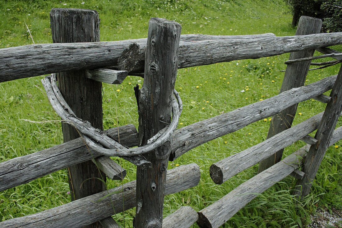 Wooden fence, Mauterndorf, Salzburg, Alps. Austria.