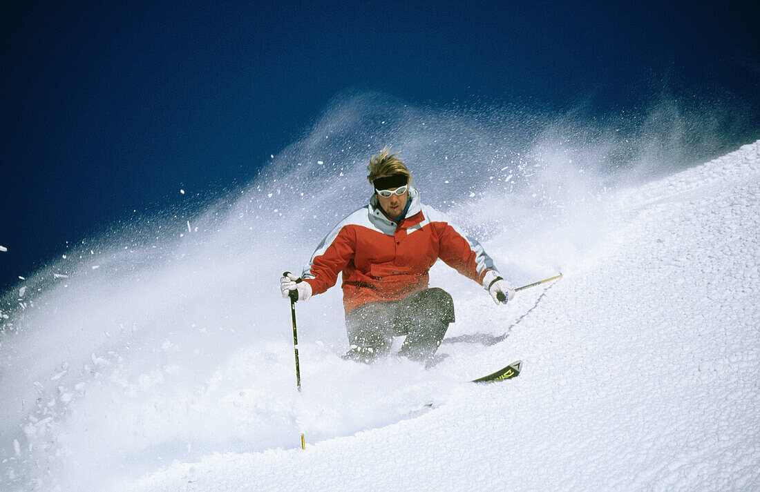 Skier at Craigieburn Valley. Canterbury. New Zealand.