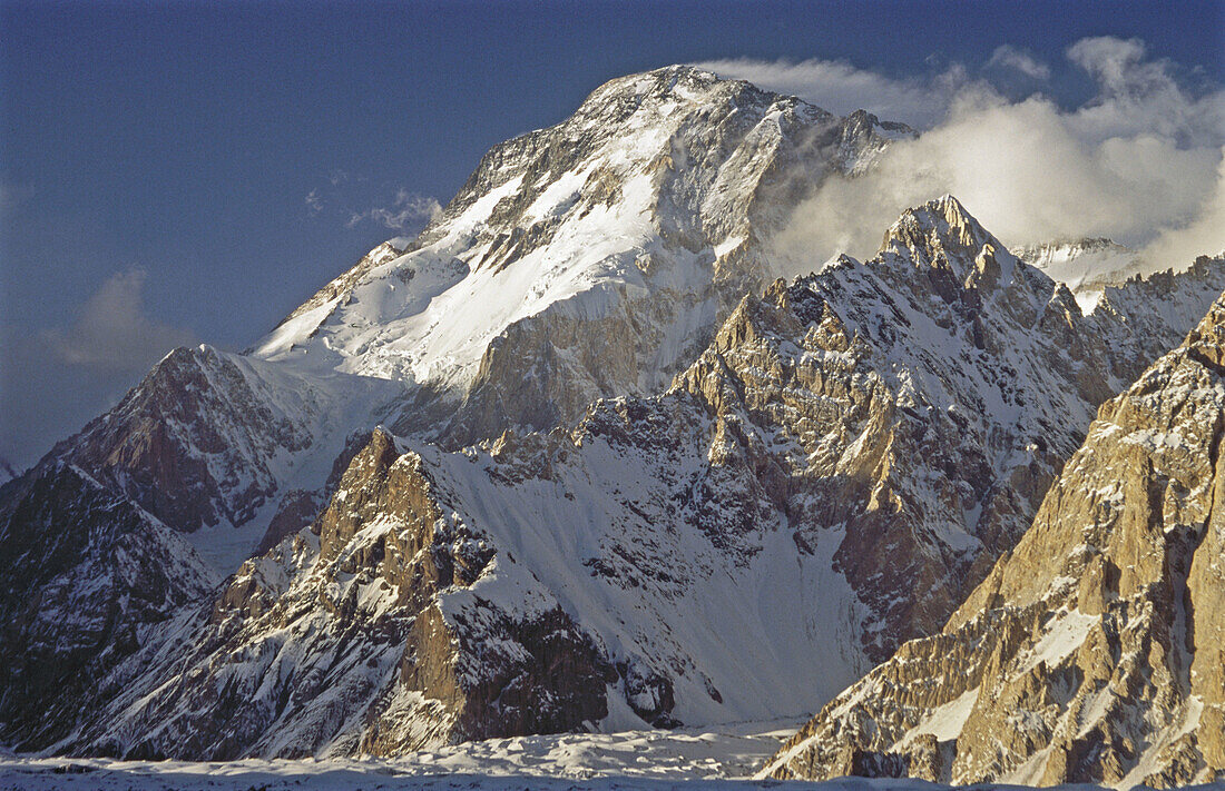 Broad Peak (8051 m.) above Godwin-Austen glacier. Karakoram mountains, Pakistan