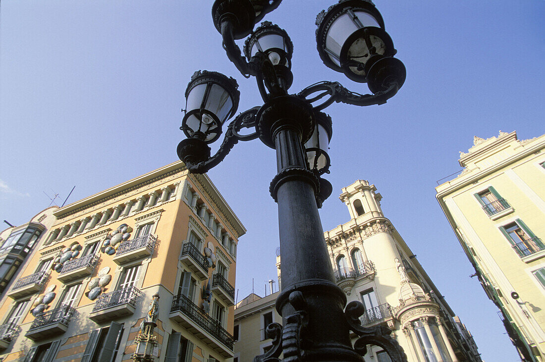 Street lamp and buildings. Barcelona. Spain