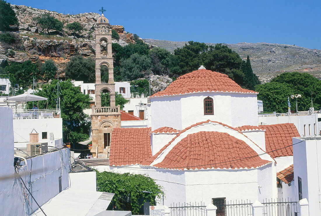 Marienkirche in Lindos, Insel Rhodos, Dodekanes, Ägäis, Griechenland