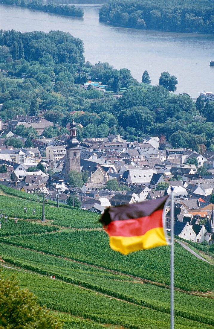 Blick auf Rüdesheim, Rheingau, Hessen, Deutschland