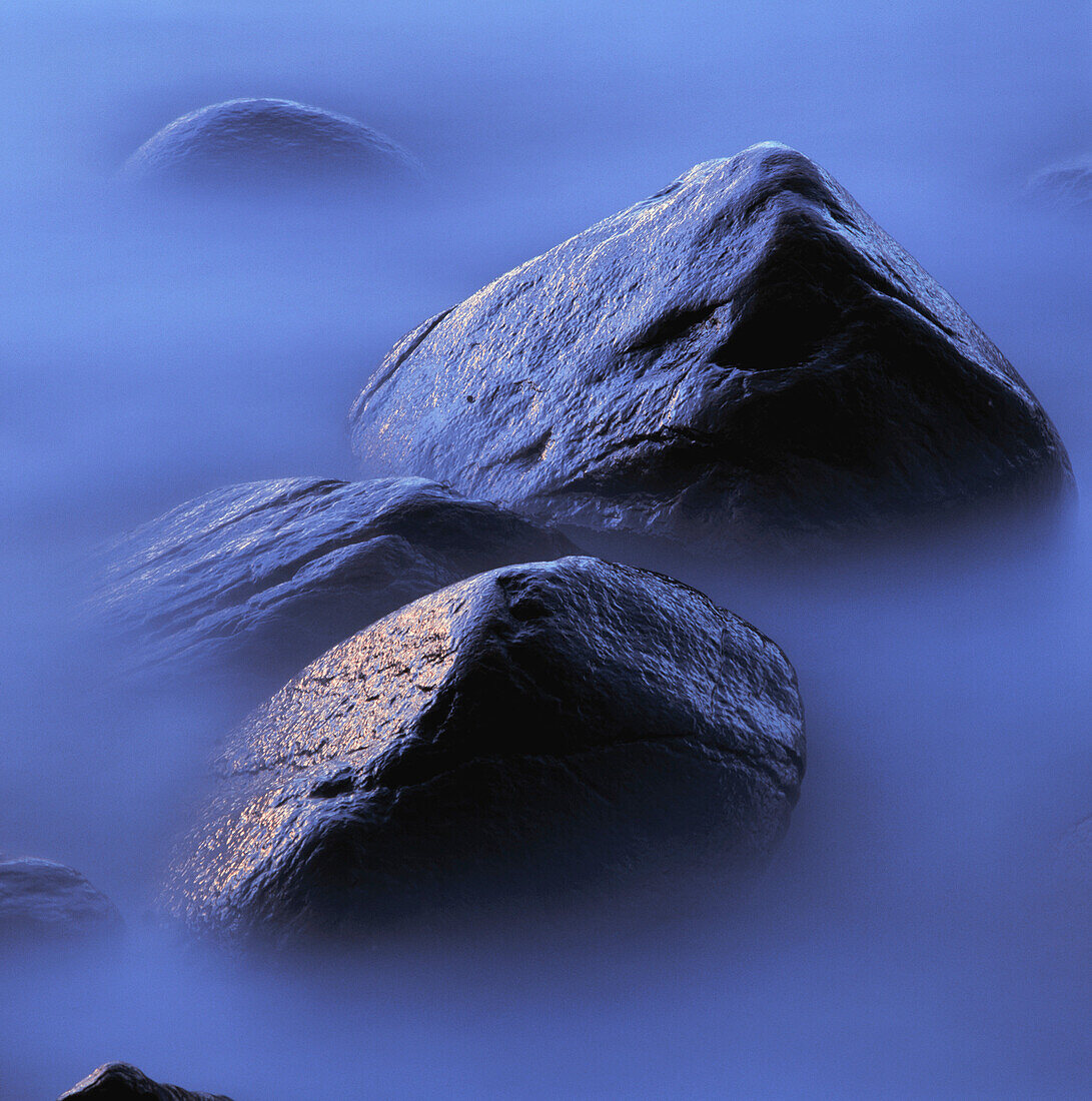 Rocks at waters edge. Hovs Hallar, Kattegatt Sea, Skåne, Sweden, Scandinavia, Europe.