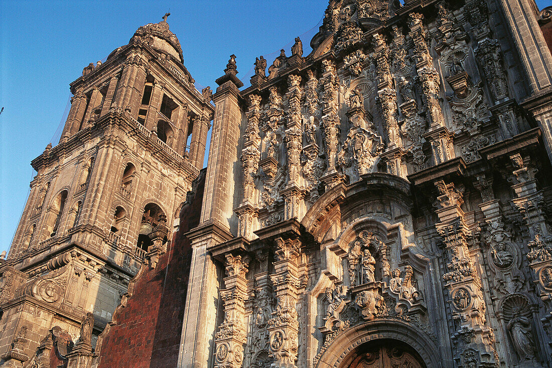 Detail of the facade of the Cathedral. Zocalo Square. Mexico City. Mexico