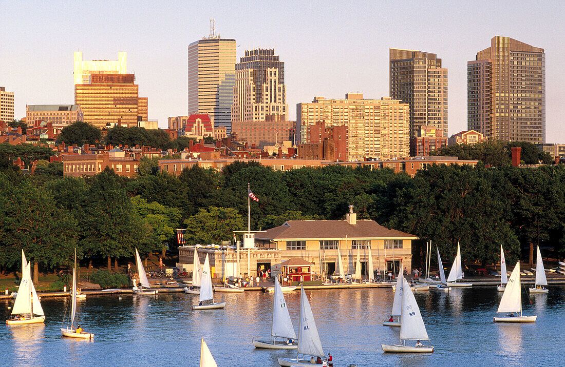 Beacon hill skyline and Charles river. Boston. Massachusetts. USA