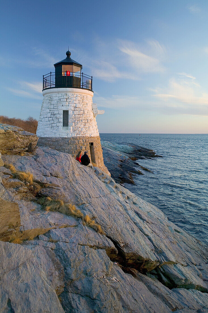 Castle Hill lighthouse, Narragansett Bay, Newport, Rhode Island. USA.