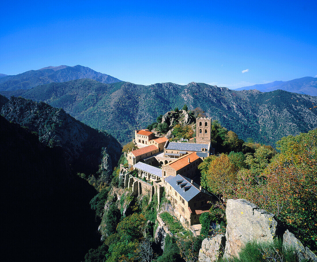 Remains of Saint-Martin du Canigou monastery. Pyrenees Mountains. France