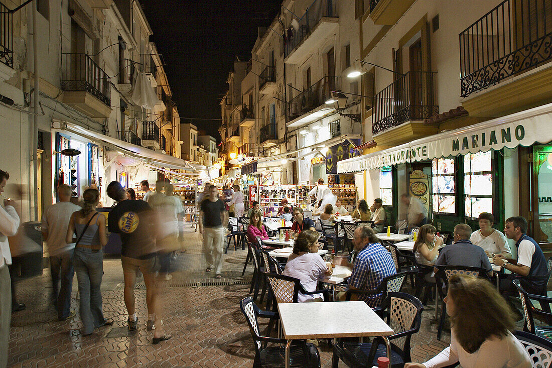 Night life in old town. Ibiza, Balearic Islands. Spain