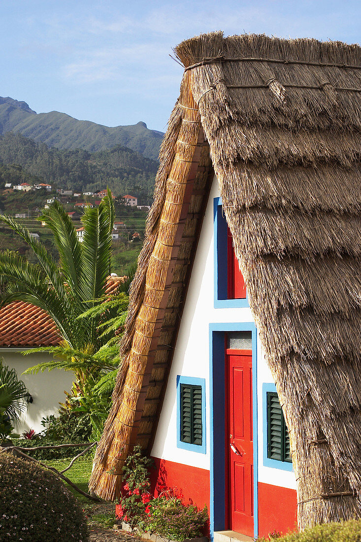 Casa de Colmo in Santana, traditional Madeira styled thatched house. Madeira Island. Portugal