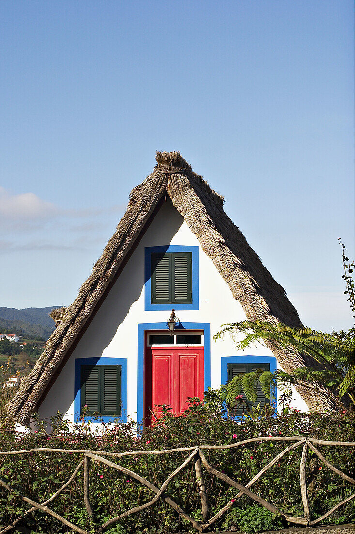 Casa de Colmo in Santana, traditional Madeira styled thatched house. Madeira Island. Portugal