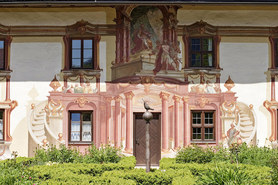 Pilatushaus, mural painting in Oberammergau. Upper Bavaria, Germany