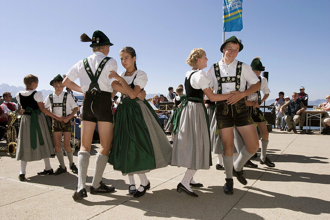 Traditional festival on Nebelhorn mountain, Oberstdorfer Kinderplattler, Allgäu, Bavaria, Germany