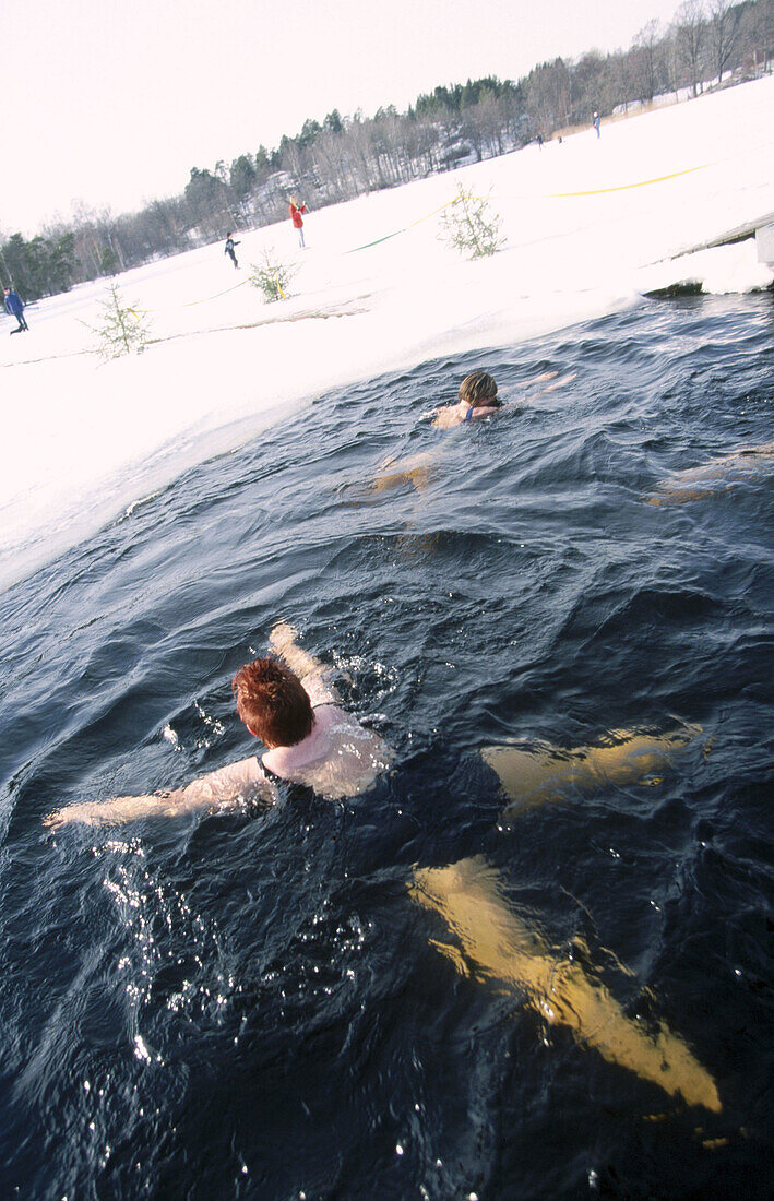 Winter bathing. Women. Stockholm. Sweden
