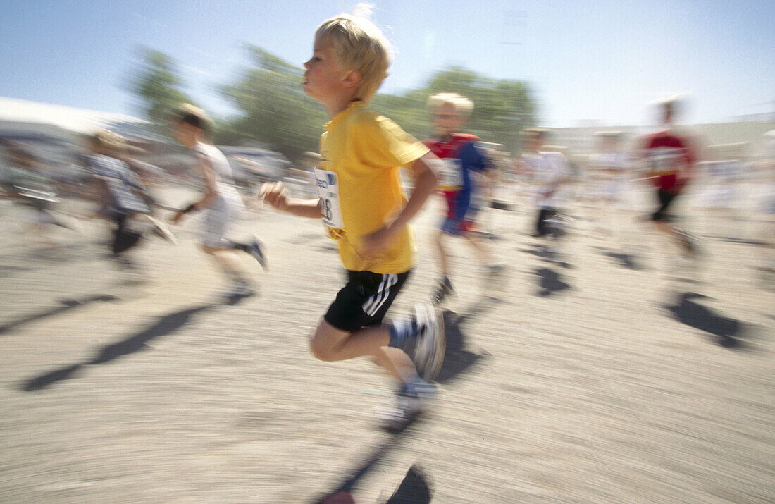 Running races, boys, 9 years old. Stockholm. Sweden.