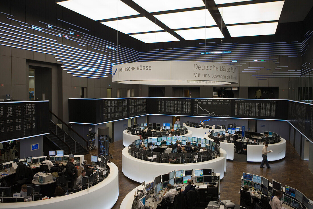 Stock Exchange Trading Floor, Deutsche Boerse, Frankfurt, Hesse, Germany