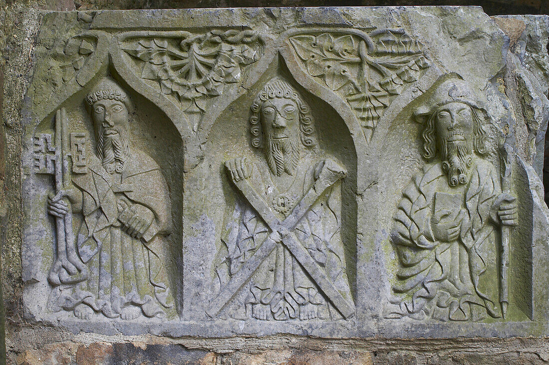 Außenaufnahme, Sommer, Jerpoint Abbey: Grabmal des Bischofs O´Dulany, County Kilkenny, Irland, Europa