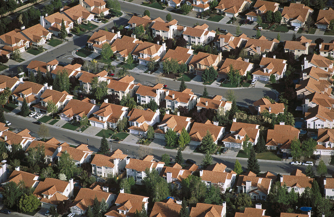 Suburban sprawl. Residential. Aerial Placer County, Californai. USA.