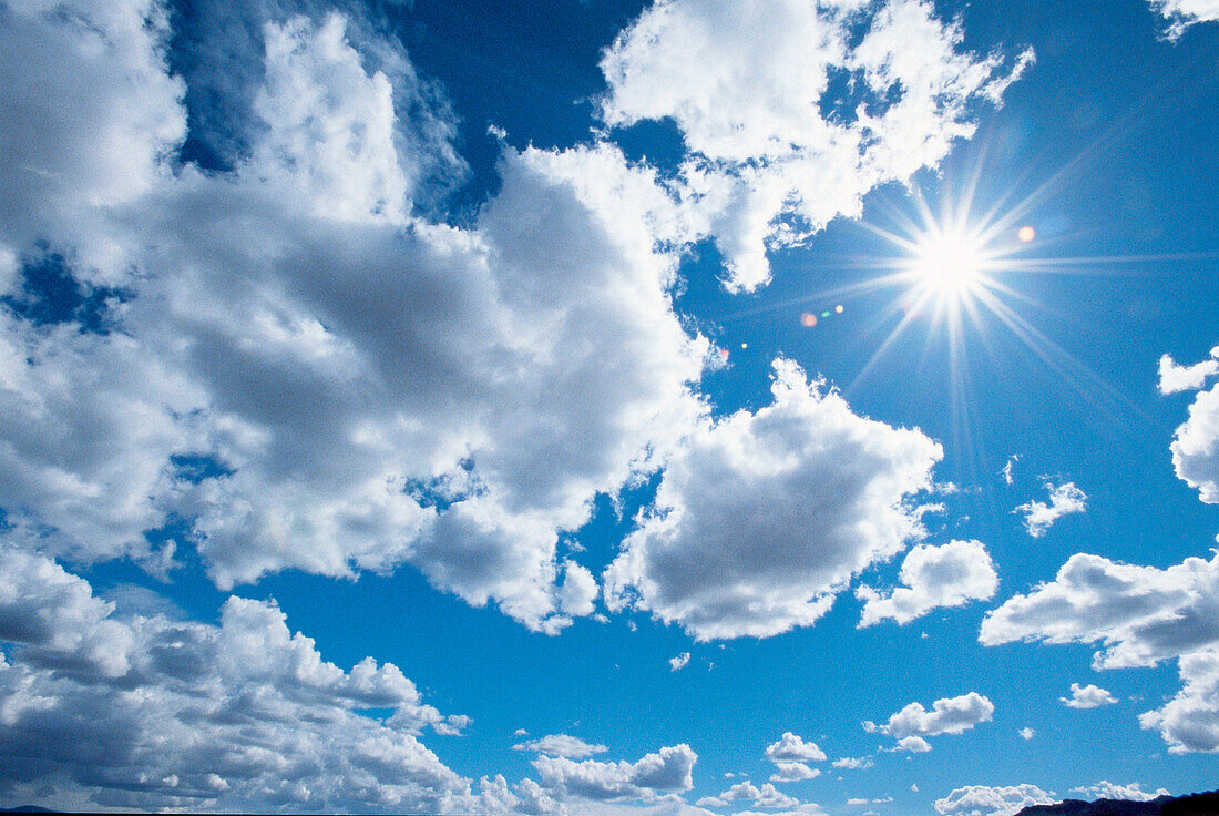 Blue sky and clouds.