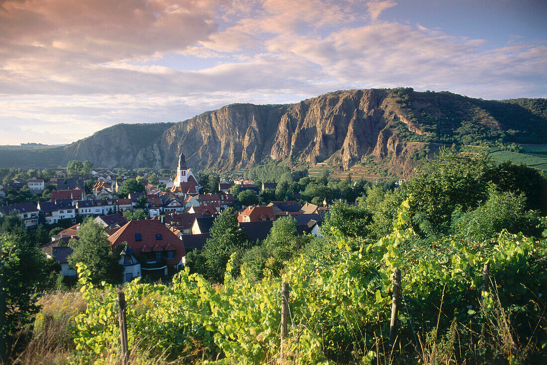 View over Bad Munster am Stein-Ebernburg from Schlossbockelheim, Nahe, Rhineland-Palatinate, Germany