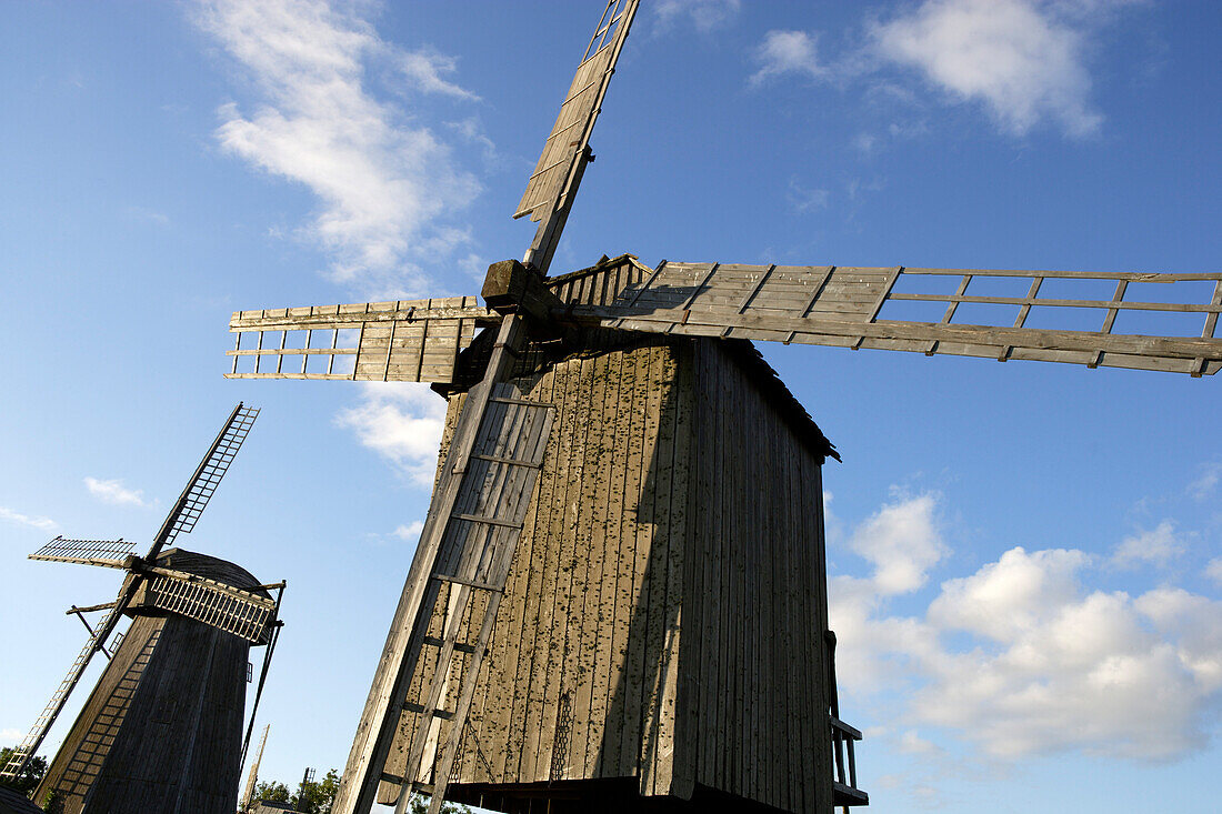 Two windmills in Angla on the island of Saaremaa, Estonia